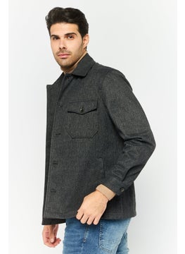 Sorbino Men Textured Jacket Shirt, Black  - Image 3