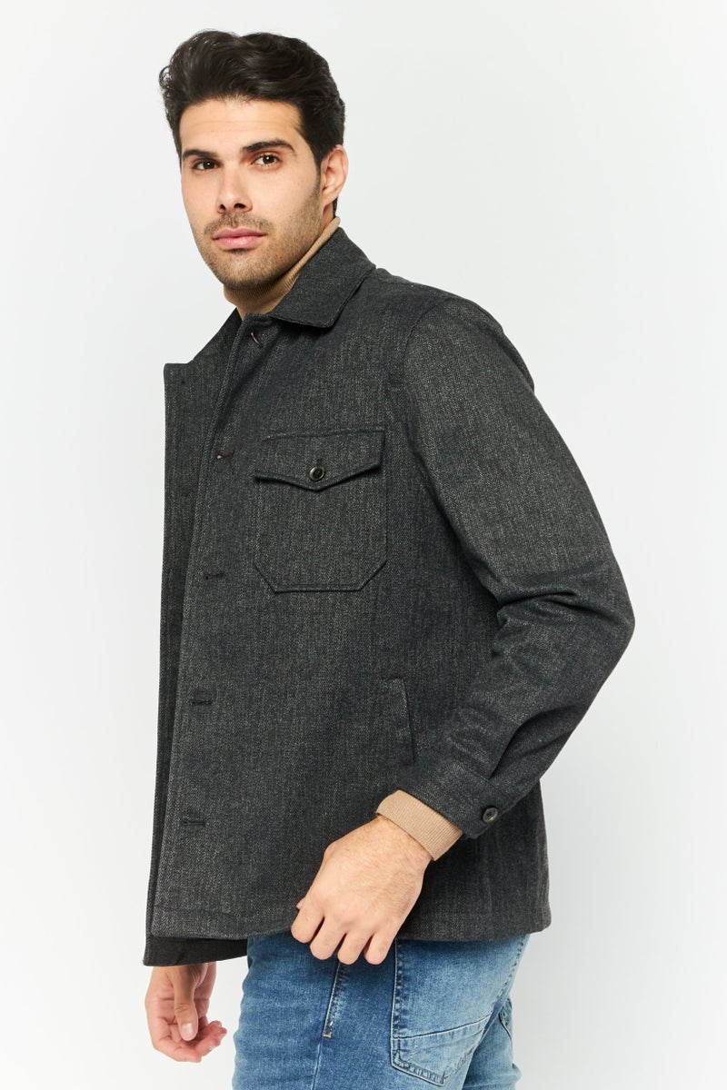 Sorbino Men Textured Jacket Shirt, Black - Image 3