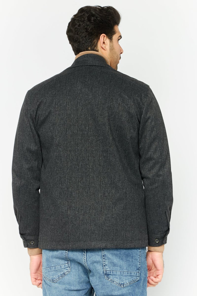 Sorbino Men Textured Jacket Shirt, Black - Image 4