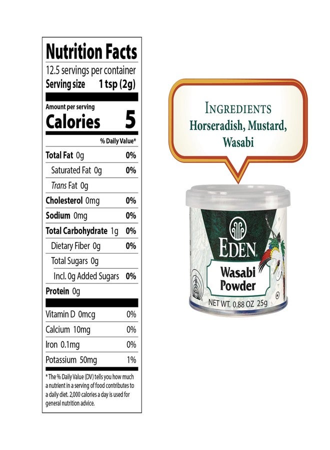 Eden Wasabi Powder, w/ Real Japanese Horseradish, Fiery, Traditionally Made in Japan, 0.88 oz - Image 2