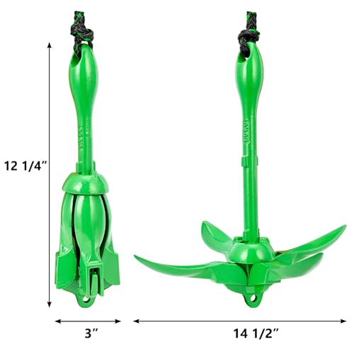 MARINE SYSTEM Boat Anchor 3.5 lb Folding Anchor, Grapnel Anchor Kit for Kayaks, Canoes, Paddle Boards (Green) - Image 3