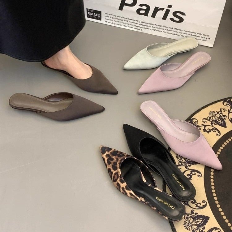 Qi Ta Pointed Toe Fashion Mule Shoes for Women - Elegant Stylish High Heel Sandals - Image 3