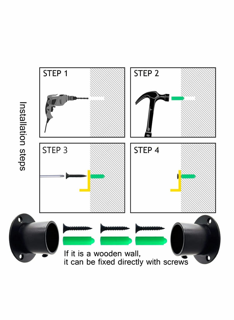 Heavy Duty Closet Pole Sockets, 4 Pack Stainless Steel Closet Rod End Supports - Image 3