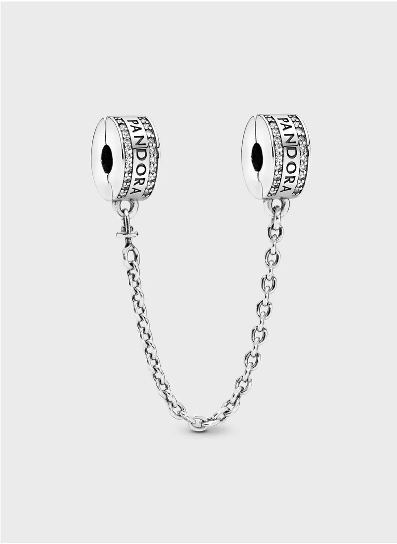 PANDORA Pandora Logo Safety Chain Clip Charm