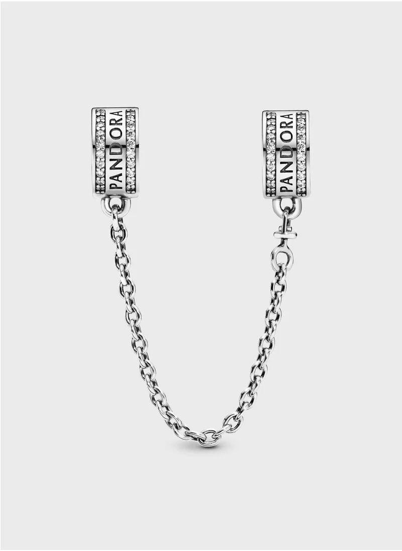 PANDORA Pandora Logo Safety Chain Clip Charm