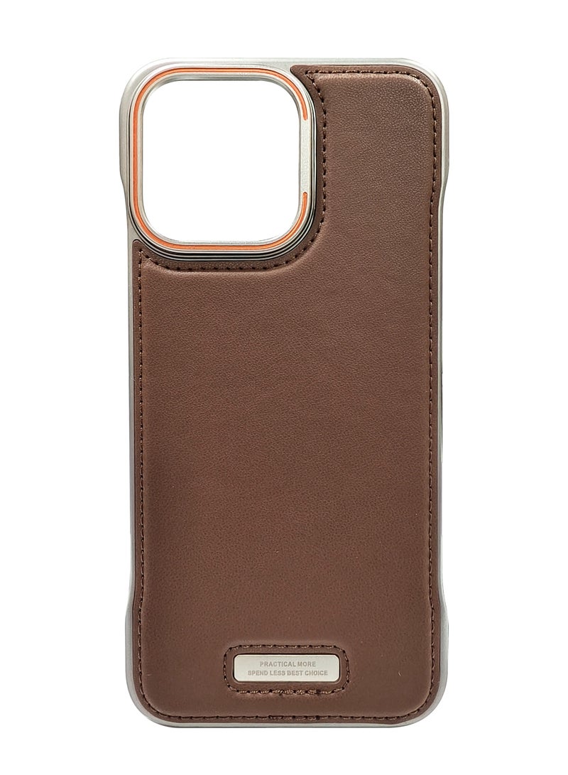 Premium Leather Frameless Case For Iphone 16 Pro Dark Brown - Image 1