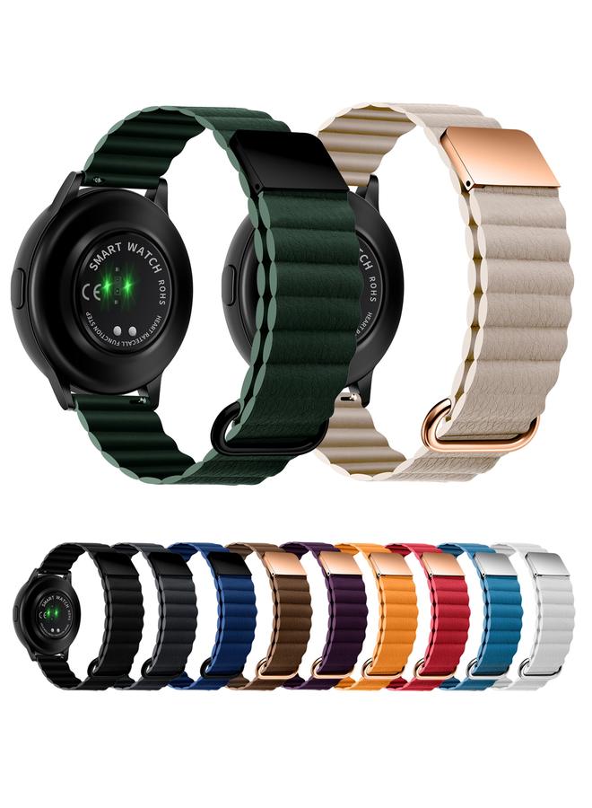 erorex Replacement Band For Samsung Galaxy Watch3 41mm 20mm Magnetic Buckle Leather Watch Band - Image 2