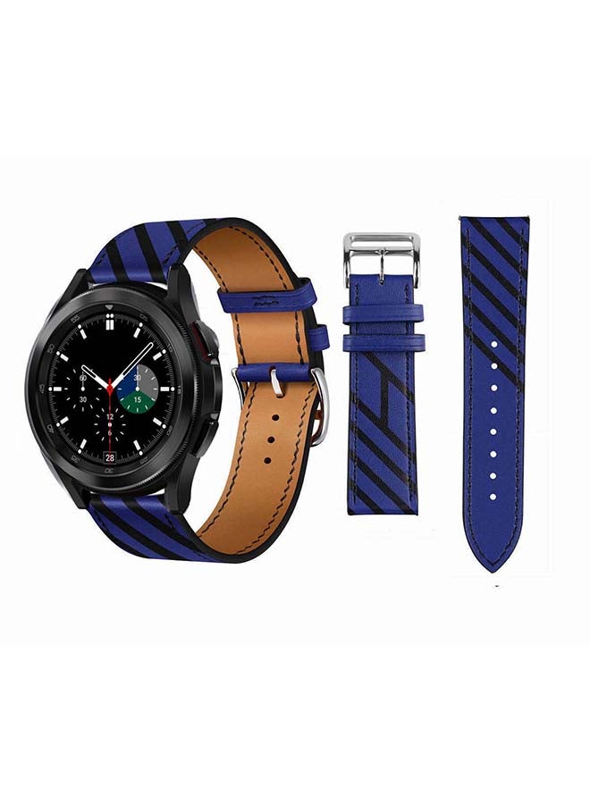 Perfii Genuine Leather Replacement Band for Samsung Galaxy Watch4 42/46mm Blue - Image 1