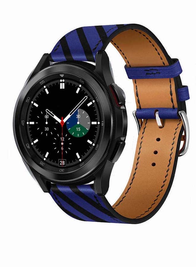 Perfii Genuine Leather Replacement Band for Samsung Galaxy Watch4 42/46mm Blue - Image 2