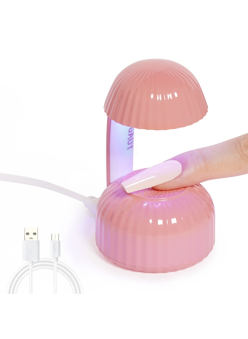 SYOSI Portable UV Nail Lamp, Mini UV Light for Gel Nails Mushroom LED Nail Lamp USB Nail Dryer Fast Curing Nail Light LED Nail Dryer UV Light USB Powered Nail Dryer for Gel Nails Fast Curing, Pink - Image 1