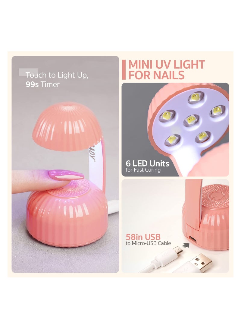 SYOSI Portable UV Nail Lamp, Mini UV Light for Gel Nails Mushroom LED Nail Lamp USB Nail Dryer Fast Curing Nail Light LED Nail Dryer UV Light USB Powered Nail Dryer for Gel Nails Fast Curing, Pink - Image 2