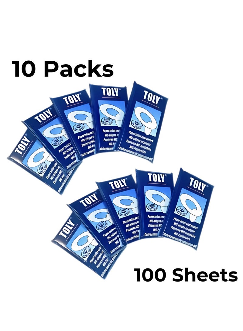Toly 100 - Biodegradable Toilet Seat Protectors | Flushable Disposable Paper Covers for Hygiene (100 Sheets, 10 Packs) | Travel & Home Use - Image 4