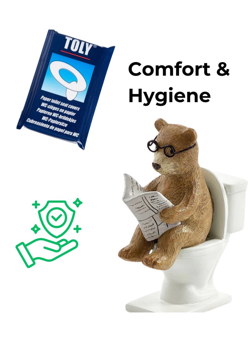 Toly 100 - Biodegradable Toilet Seat Protectors | Flushable Disposable Paper Covers for Hygiene (100 Sheets, 10 Packs) | Travel & Home Use - Image 5