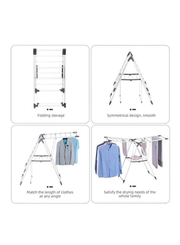 XiuWoo Clothes Drying Rack, Stainless Steel Gullwing Space-Saving Laundry Rack Foldable For Easy Storage - Image 2