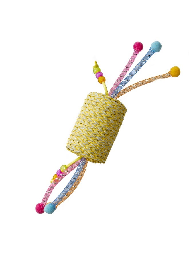 Duvo+ Jolly Yellow Roll With Ropes 22X4,5X4,5Cm Yellow Cat Toy
