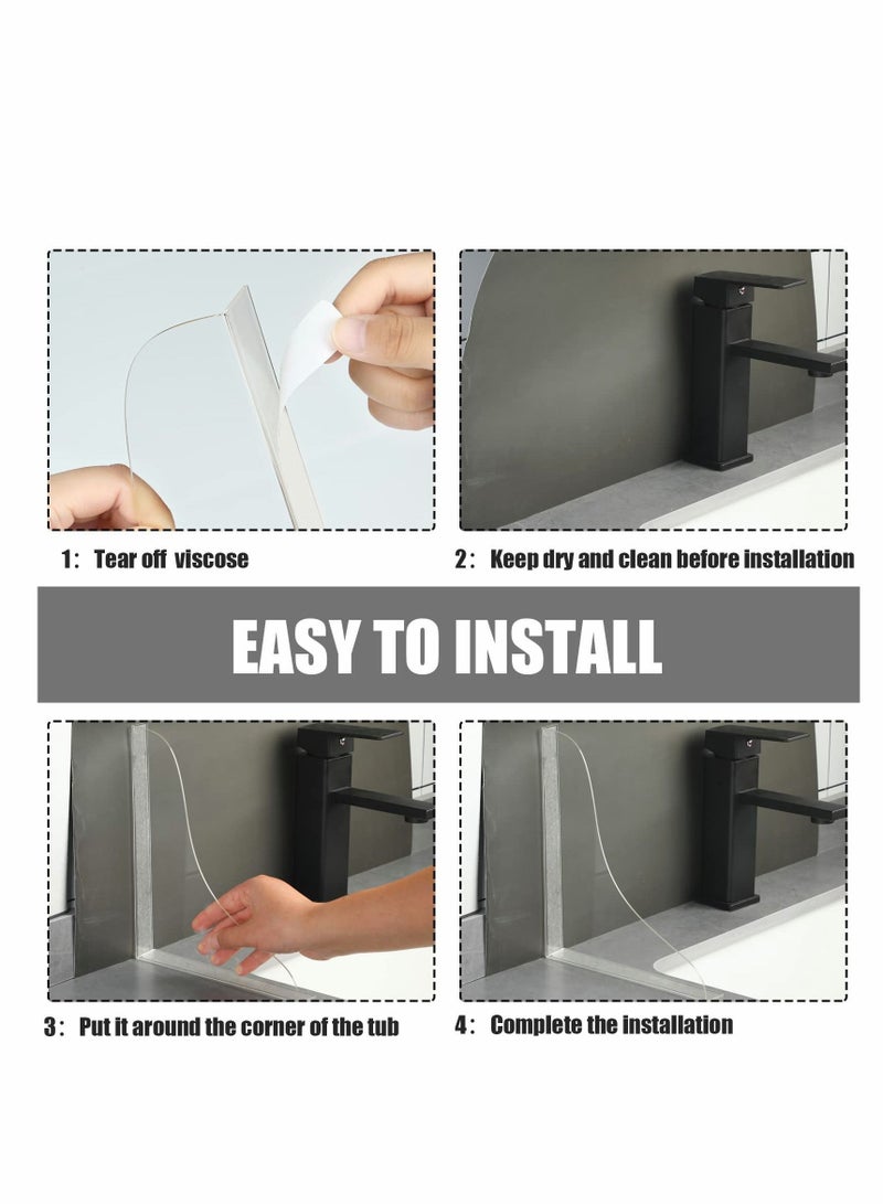 SYOSI Splash Guard for Bathtub Acrylic Bath Tub Splash Guards Material Edge Guard Transparent Shower Water Blocker for Bathroom Restroom 8.2 X 7.2 Inch with 2 Clips (2 Rolls of Tape)  - Image 5