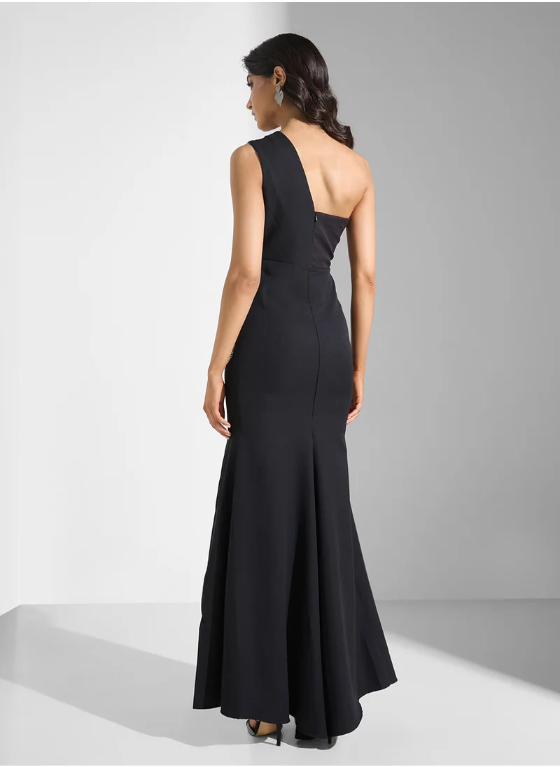 Ella Limited Edition One Shoulder Embellished   Slit Dress