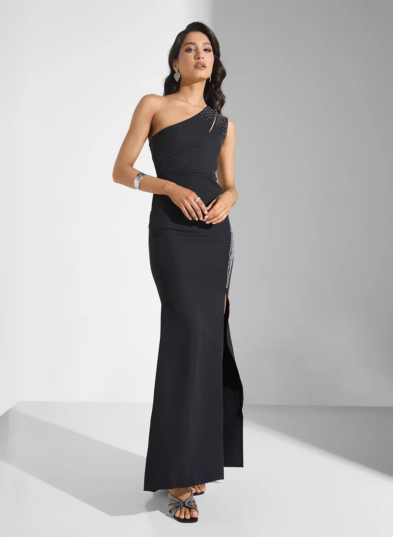 Ella Limited Edition One Shoulder Embellished   Slit Dress