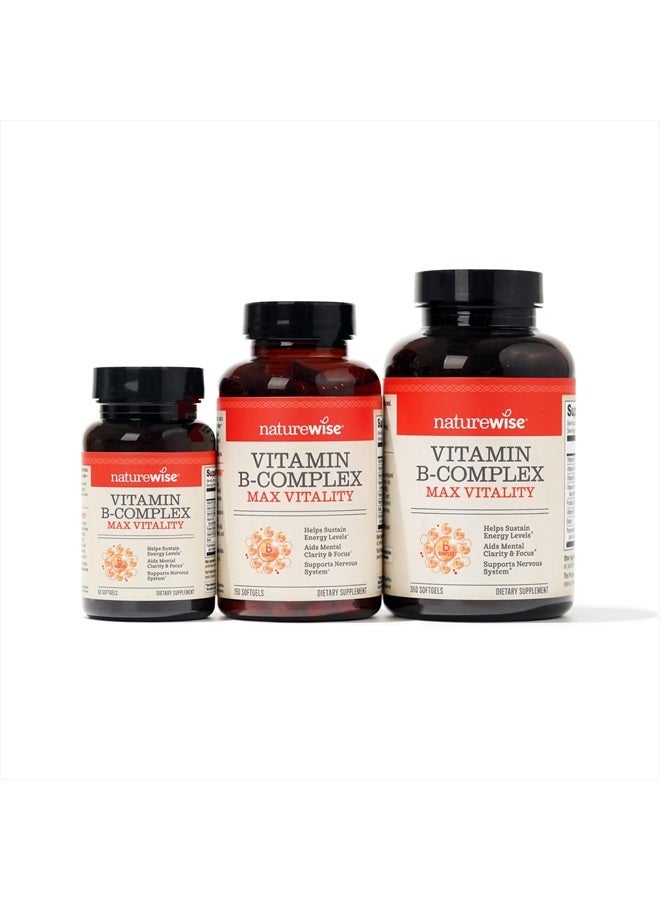 NatureWise فيتامين ب المركب للنساء والرجال - مع حمض الفوليك والبيوتين ب1 ب2 ب3 ب6 ب12 - دعم الطاقة الخلوية والوضوح العقلي - خالي من الجلوتين، غير معدل وراثيًا، خالي من الألبان - 150 كبسولة لينة [إمداد لمدة 5 أشهر] - Image 2