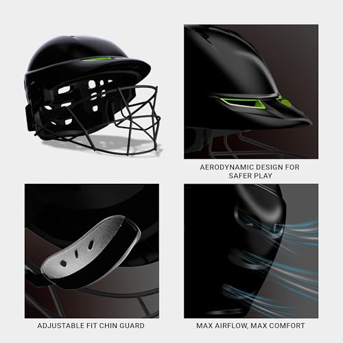 moonwalkr Mind 2.0 Cricket Helmet Head Guard for (58-61) CM Head Size Protective Gear with 30 Air Vents, Impact Resistant up to 100 mph Batting Cricket Helmet (Medium, Black) - Image 5