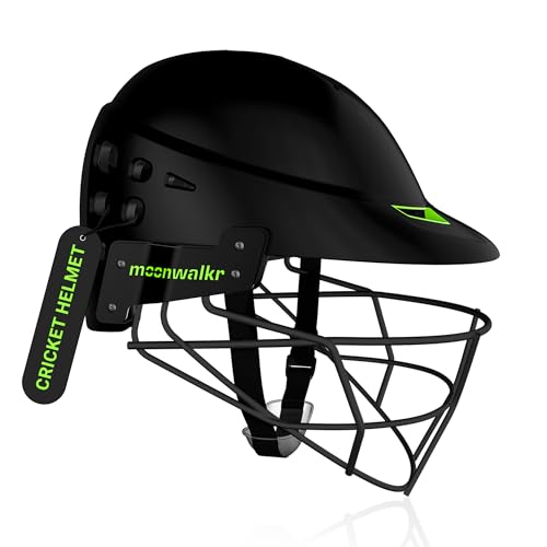 moonwalkr Mind 2.0 Cricket Helmet Head Guard for (58-61) CM Head Size Protective Gear with 30 Air Vents, Impact Resistant up to 100 mph Batting Cricket Helmet (Medium, Black) - Image 1