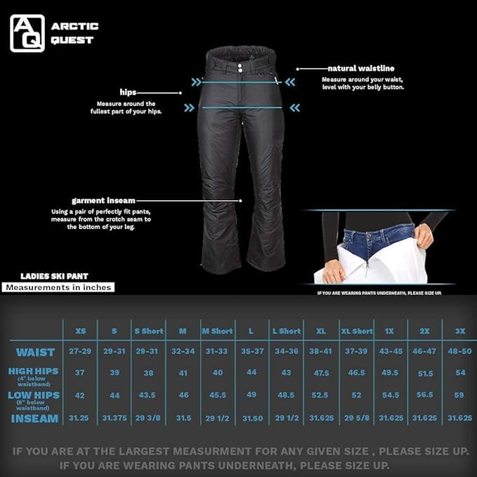 Arctic Quest Women's Snow Ski Pants Water Resistant Softshell Insulated Flare for Snowboarding Hiking Winter Outdoor Pants, Rich Black, Large - Image 5