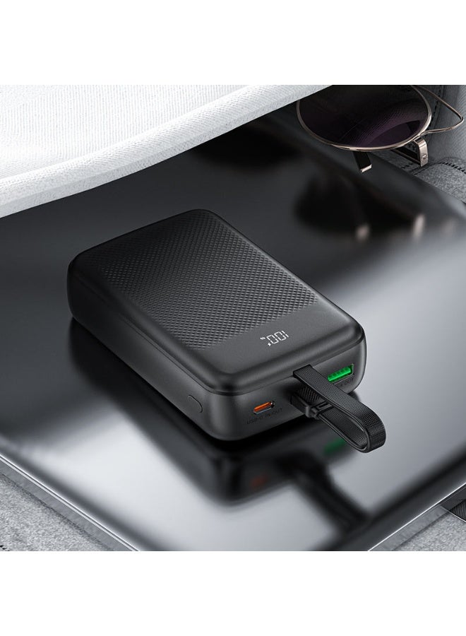 ACEFAST Power Bank 20000mAh Fast Charging PD22.5W With USB-C cable, 1 USB-C Port, 1 USB-A Port, Multiple safety protection - Black (M14) - Image 4