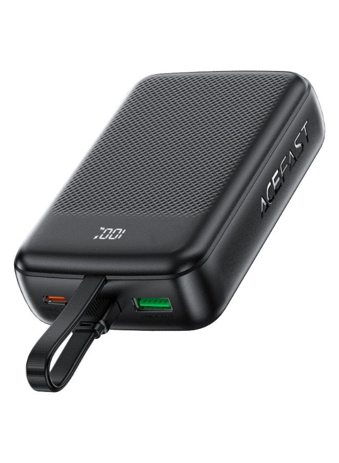 ACEFAST Power Bank 20000mAh Fast Charging PD22.5W With USB-C cable, 1 USB-C Port, 1 USB-A Port, Multiple safety protection - Black (M14) - Image 2