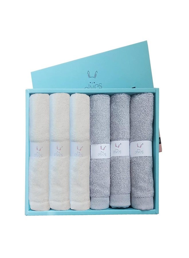 elves Bamboo Viscose Face Cloth - Soft Washcloths for Baby & Adult Sensitive Skin- Organic Wash Clothes 10'' x 10'' - Reusable Makeup Remover Face Towel - 6pcs (Grey&White) - Image 1