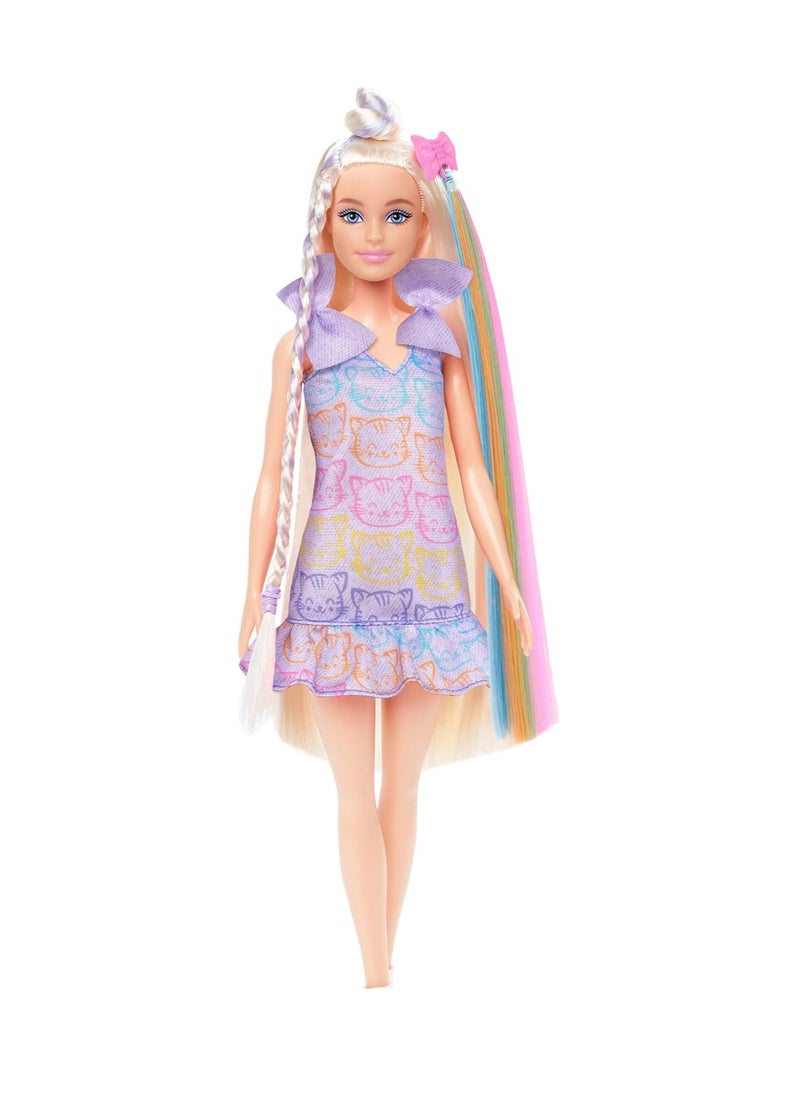 Barbie Barbie Blonde Fashion Doll With Extra Long Hair Extension And Silver Metallic Dress  - Image 1