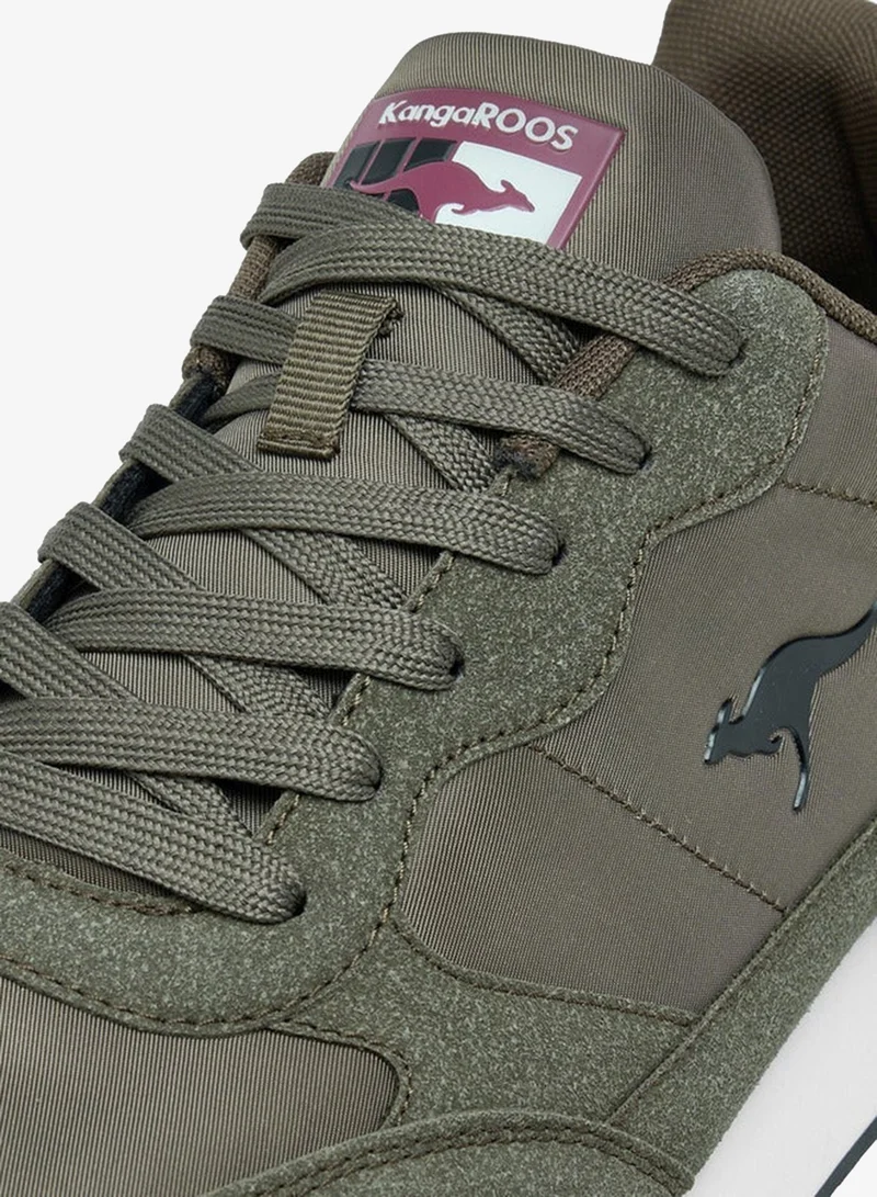 kangaROOS KHAKI Men's Panelled Lace-Up Sneakers  | Best Price UAE
