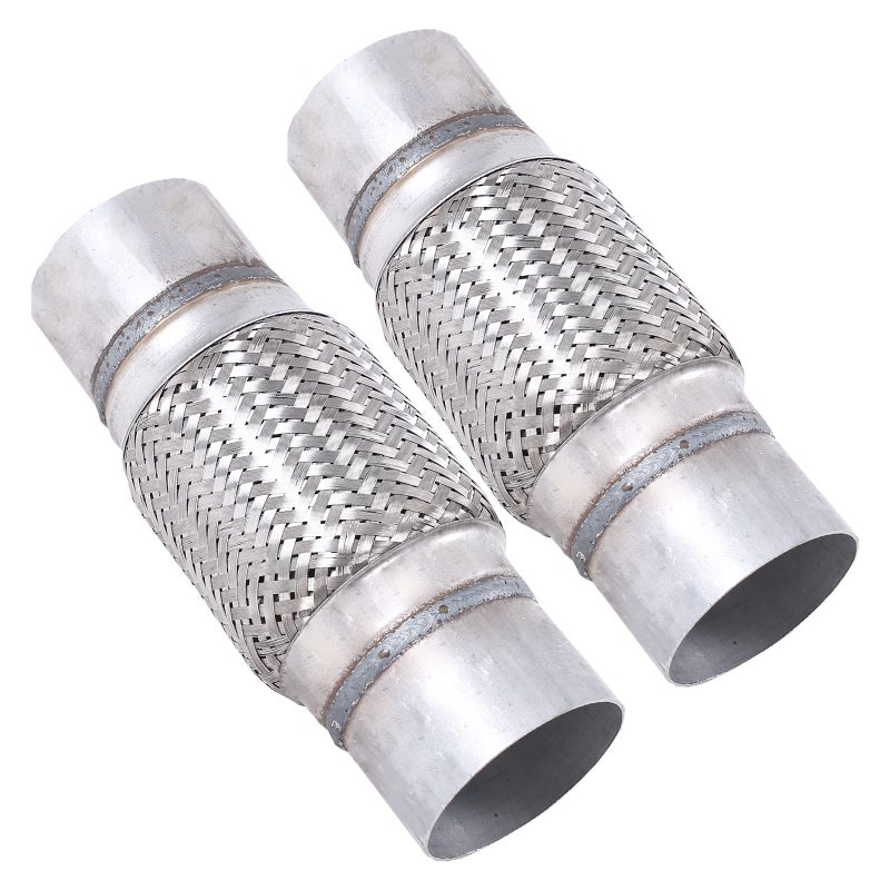 FGJQEFG 2PCS Exhaust Flex Pipe Stainless Steel Braid 3Inch x 6Inch wEnds 10Inch Long Heavy Duty