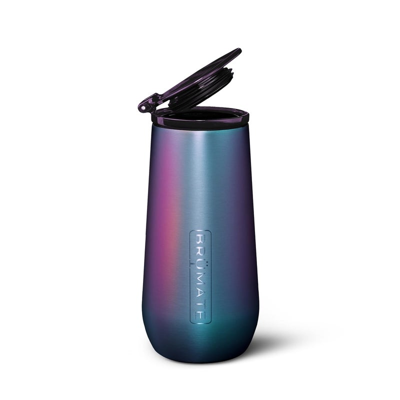 BrÃ¼Mate BrMate Champagne Flute 12oz with FlipTop Lid to Hold in Carbonation Insulated Stainless Steel for Ice Cold Champagne BPAFree Dark Aura - Image 2