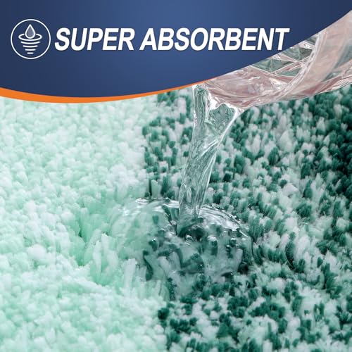 OLANLY Bathroom Rugs Sets 3 Piece, Soft Absorbent Microfiber Bath Mats and U-Shaped Contour Toilet Rug, Plush Shaggy Bath Mat Set for Bathroom (30"x20"+24"x16"+24"x20", Blackish Green) - Image 5