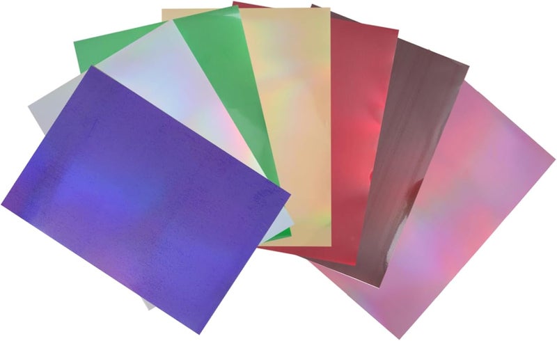 7pcs Holographic Adhesive Vinyl Sheets Transfer Film Holographic Stickers Htv Vinyl DIY Decorations - Image 1