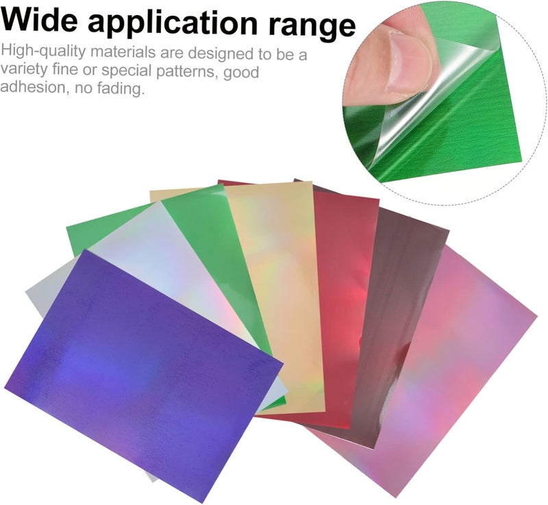 7pcs Holographic Adhesive Vinyl Sheets Transfer Film Holographic Stickers Htv Vinyl DIY Decorations - Image 5