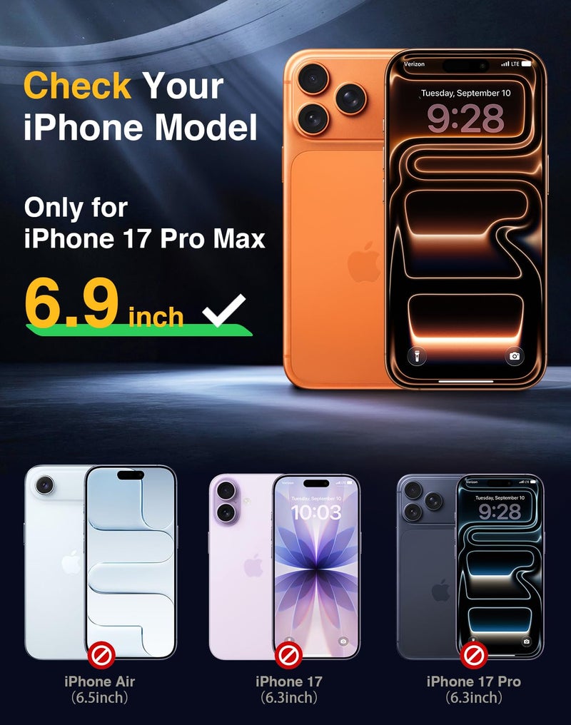 Magnetic for iPhone 17 Pro Max Case Waterproof, Built in Screen Protector u0026 Camera Protection, 【Compatible with MagSafe】 Full Body Dustproof Heavy Duty Rugged Phone Case 6.9'' (Privacy Black) - Image 4