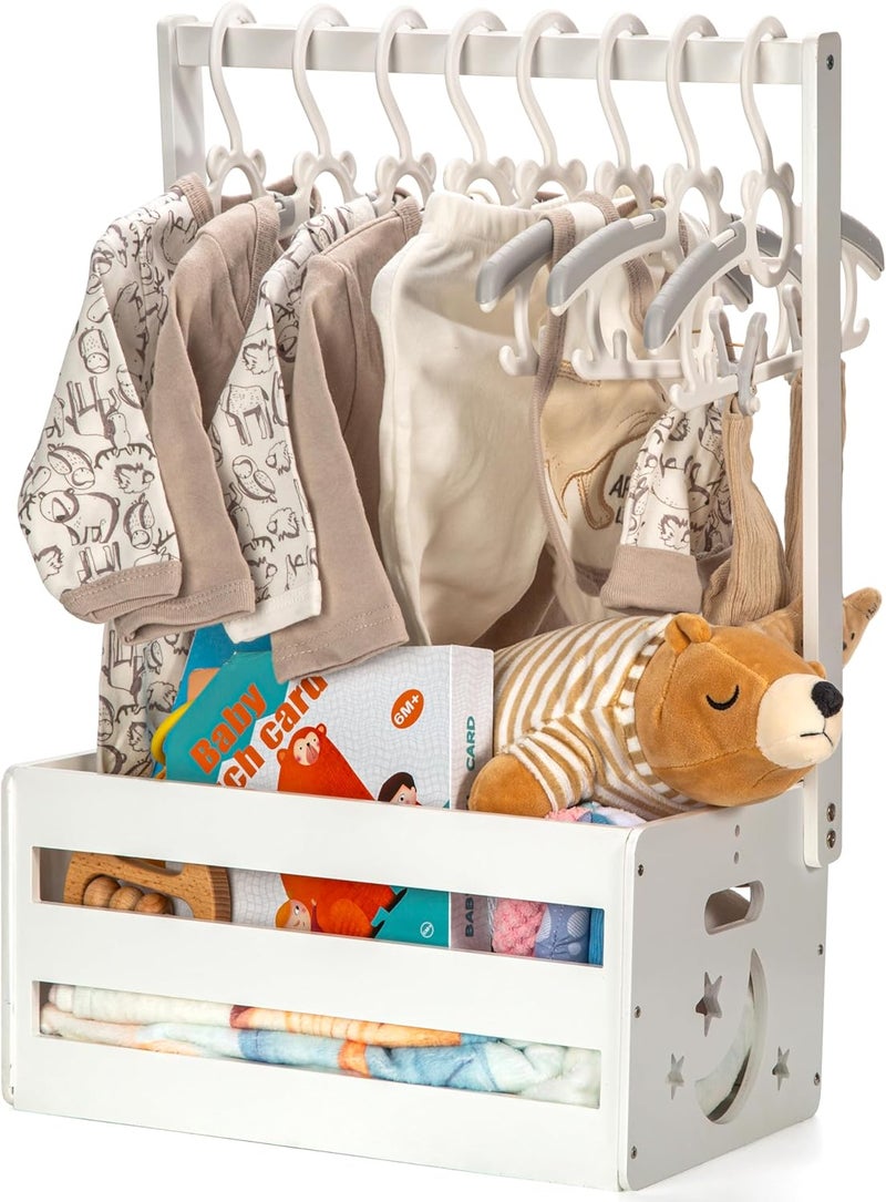 GiftAmaz White Wooden Baby Shower Crate Closet, Baby Storage Crate with Handle, Basket for Baby Shower Gifts, Welcome Gift Basket for Newborn Boys Girls, Pregnancy Gifts for New Parents - Image 1