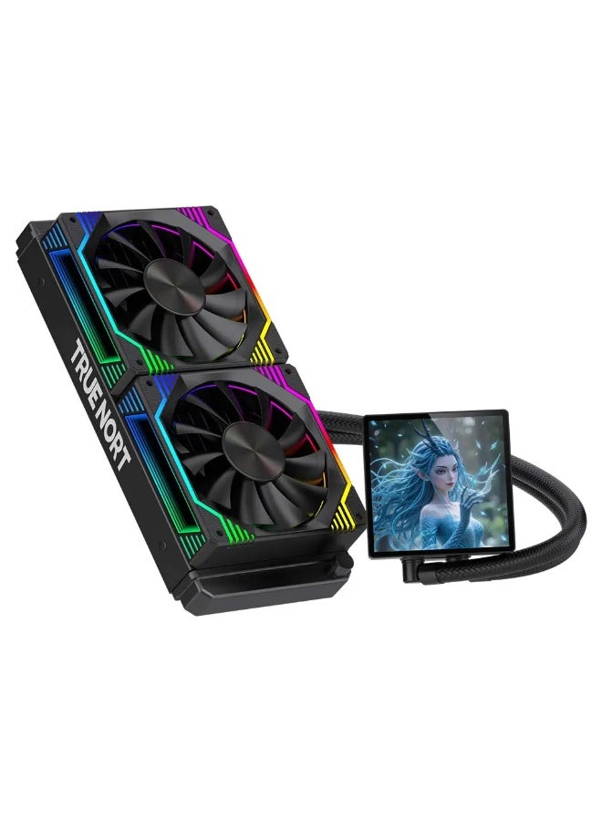 Truenort 240D ARGB High-Performance Liquid CPU Cooler – 240mm Dual-Fan Water Cooling System with Customizable ARGB Lighting, Compatible with Intel and AMD Processors, Sleek Design for Superior Cooling Efficiency and Stable Performance in High-End Systems Black - Image 2
