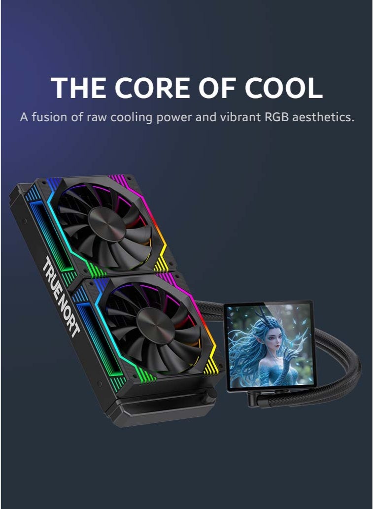 Truenort 240D ARGB High-Performance Liquid CPU Cooler – 240mm Dual-Fan Water Cooling System with Customizable ARGB Lighting, Compatible with Intel and AMD Processors, Sleek Design for Superior Cooling Efficiency and Stable Performance in High-End Systems Black - Image 5