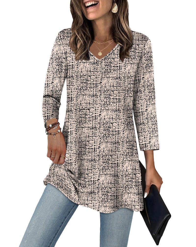 OFEEFAN Blouses For Women Dressy Casual 3/4 Length Sleeve Womens Tops Floral 06 L - Image 2