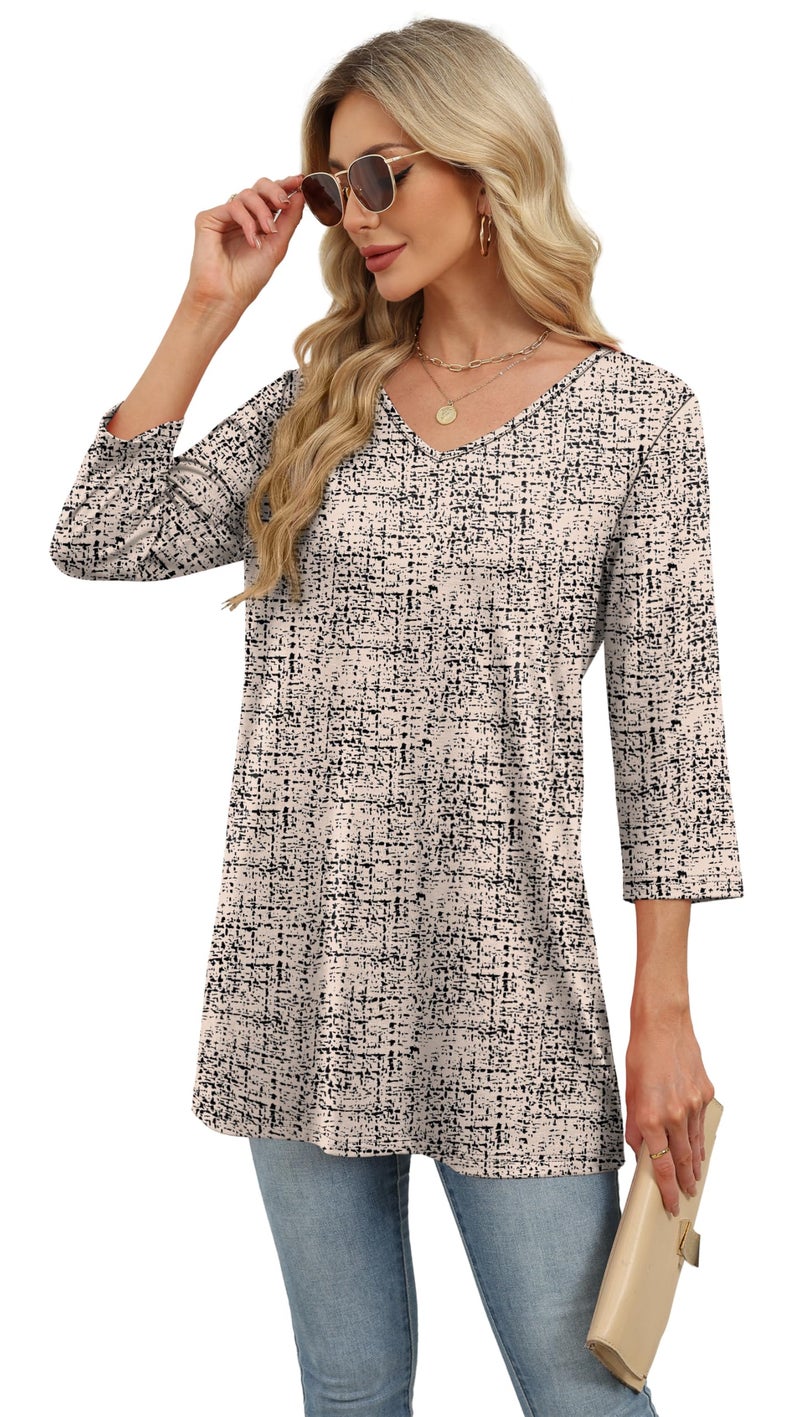 OFEEFAN Blouses For Women Dressy Casual 3/4 Length Sleeve Womens Tops Floral 06 L - Image 4