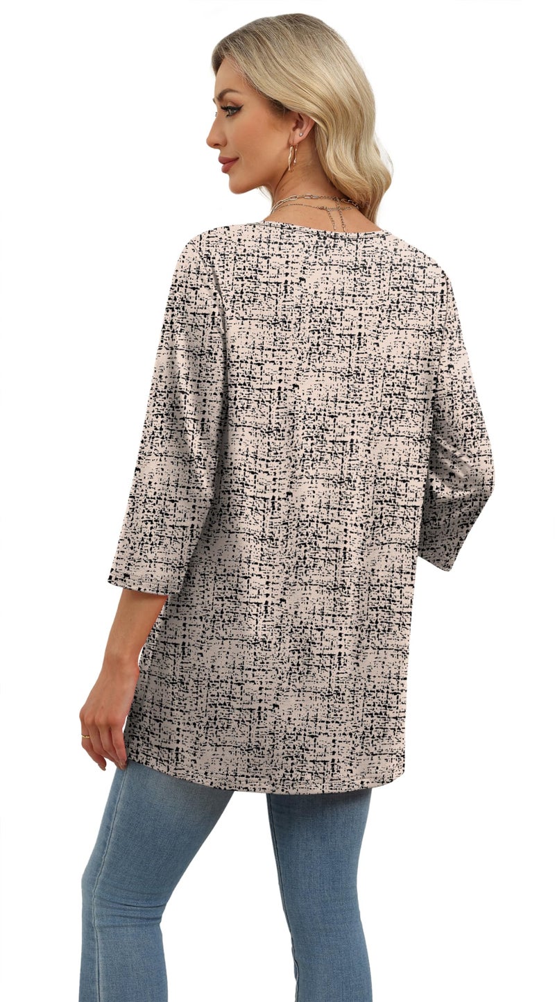 OFEEFAN Blouses For Women Dressy Casual 3/4 Length Sleeve Womens Tops Floral 06 L - Image 5