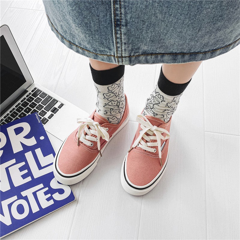 Low-top Lace-up Womens Shoes 2023 Summer New Canvas Shoes Solid Color Ins Japanese Style Sneakers for Students Dou Sha Red