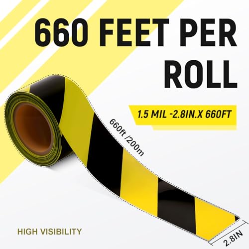 TopSoon Caution Tape Yellow and Black Striped 2.8-Inch by 660-Feet, Do Not Enter Barricade Tape, Premium Construction Zone Tape, Weatherproof Safety Barrier Tape - Image 2