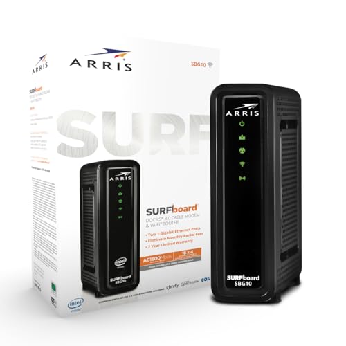 Arris SBG10 Cable Modem Router Combo DOCSIS 30 16 x 4 Gigabit AC1600 WiFi Check with Your Provider for Compatibility 400 Mbps Max Internet Speeds - Image 3