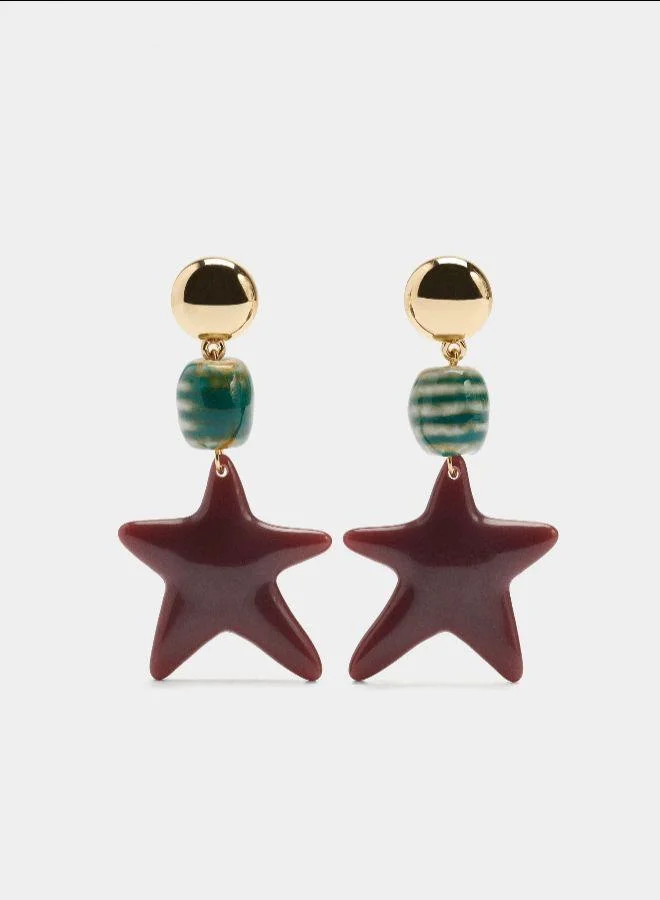 بارفوا أقراط نجمة طويلة مع سيراميك