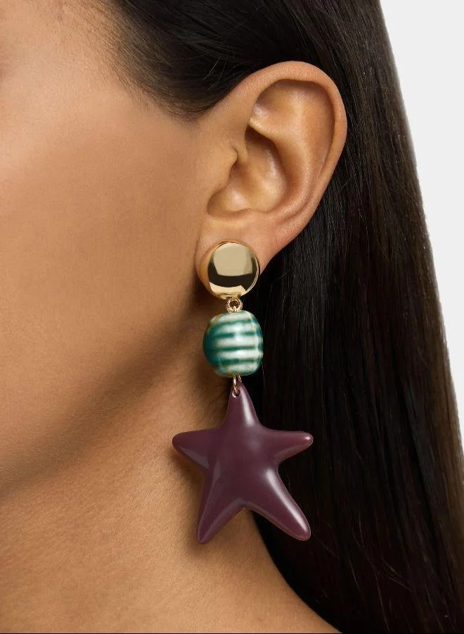 بارفوا أقراط نجمة طويلة مع سيراميك