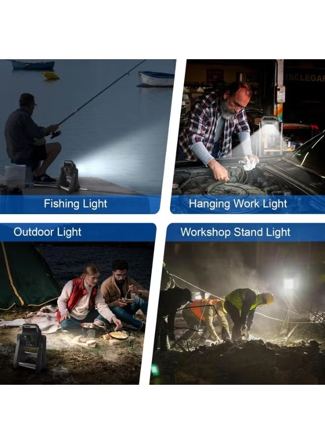 ELTRAZONE Rechargeable LED Work Light with Adjustable Stand – Portable Construction Floodlight with USB & Mobile Phone Charging, Heavy-Duty Work Lamp for Workshop, Garage, Camping & Emergency Lighting - Image 2