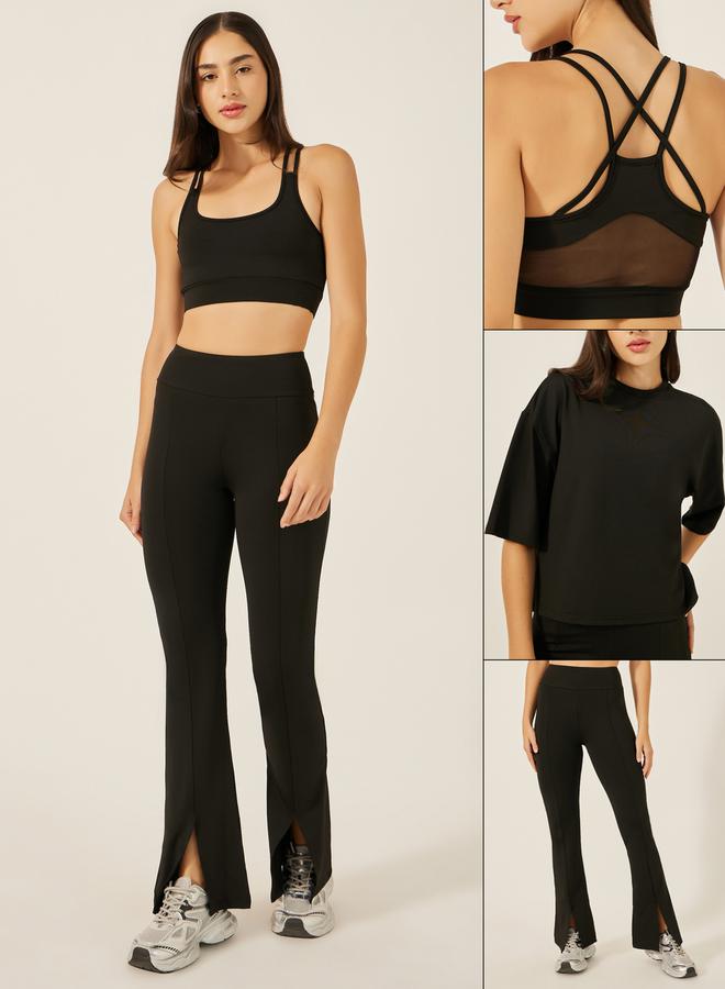 Styli Set of 3 - Boxy Fit Crop Top and Multi Strap Sports Bra with Pants  - Image 1